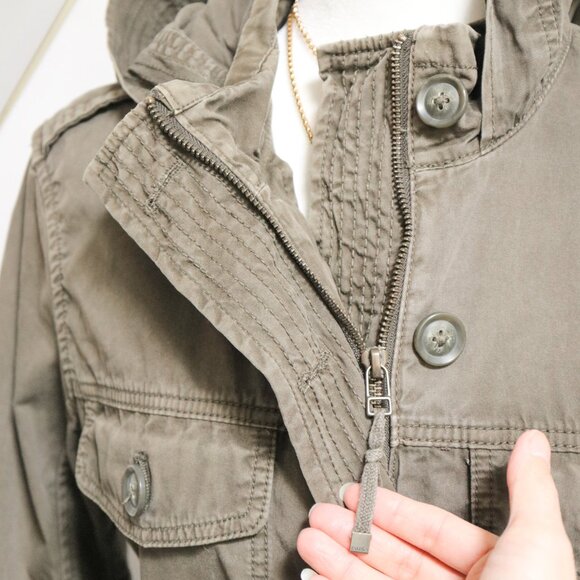 Olive Green Cotton Utility Cargo Anorak Jacket 🫒 TALULA Aritzia - Picture 10 of 13